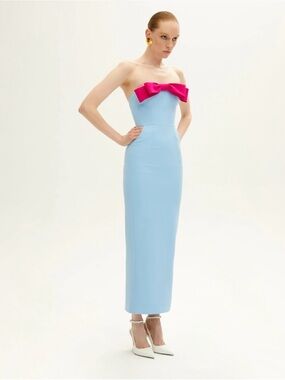 ILKYAZ OZEL ELÉA IN BLEU ROI Size 34/2 column strapless maxi Statement dress